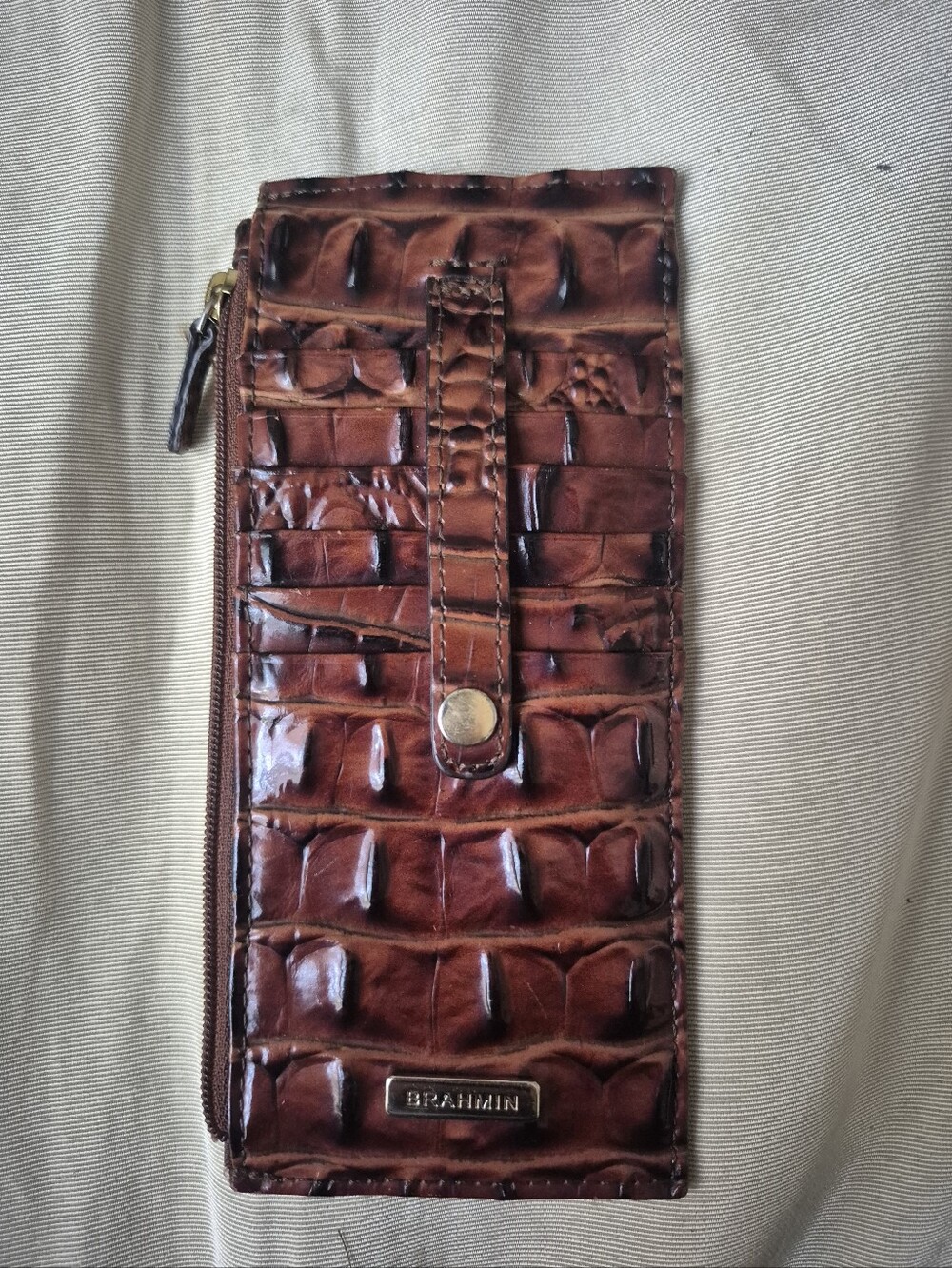 Brahmin Cognac Melbourne Slim Credit Card Holder